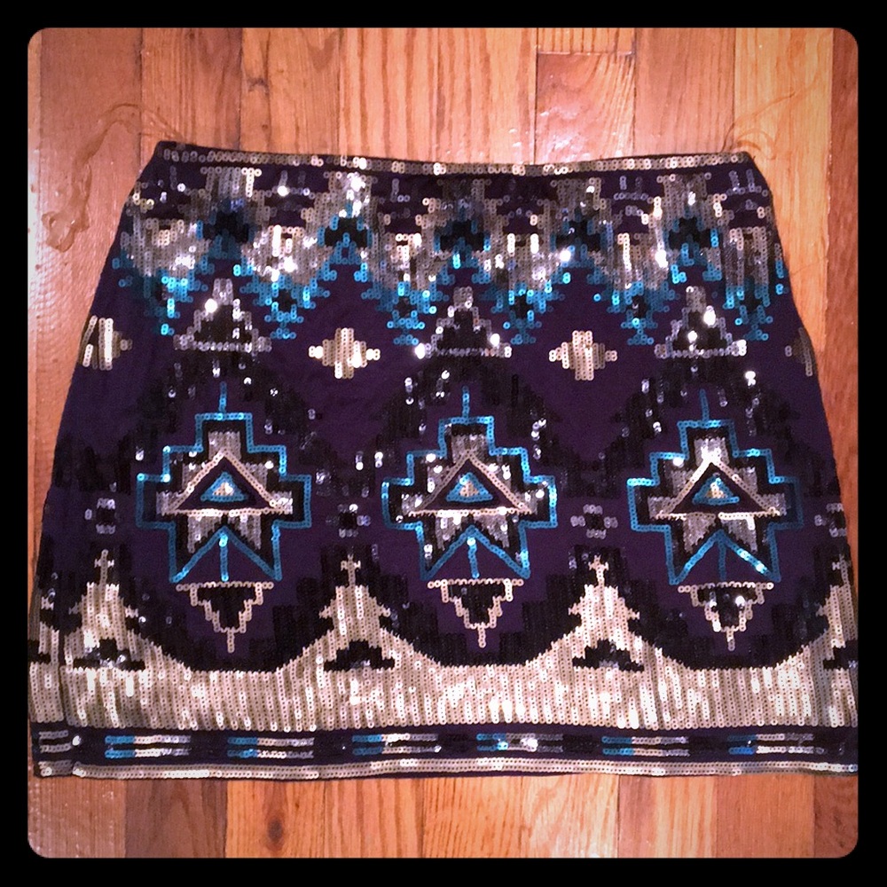 Tribal Patterned Sequin Skirt
